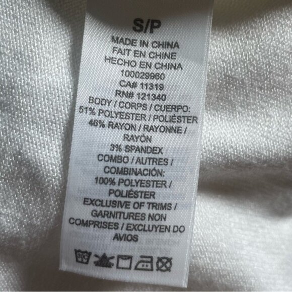 Dynamite Small Top White Shirt Blouse Zipper Spring Half Sleeve Scoop Minimalist - Picture 8 of 8